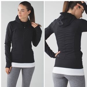 Lululemon Black Reversible In Flux Fitted Zip Up Hooded Jacket 10 Medium